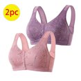 thumbnail image 2 of AherBiu 2pc Plus Size Bras for Women High Support Wireless Floral Bralettes Lift up Front Closure Button Everyday Bra, 2 of 7