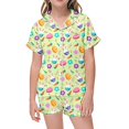 thumbnail image 1 of Ensemble de Pyjama en Soie pour Filles Imprimé Manches Courtes à Boutons Ensemble de Tenue d'Intérieur Ensemble de Pyjama Décontracté pour Filles Pyjama pour Tout-Petit Garçon Pyjamas Garçons Filles Mode, 1 of 3