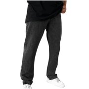 Fengqque Homme Elastic Waist Jeans Relaxed Fit Homme Jeans avec Elastic waist avec Zipper et Button Gray 8(L)