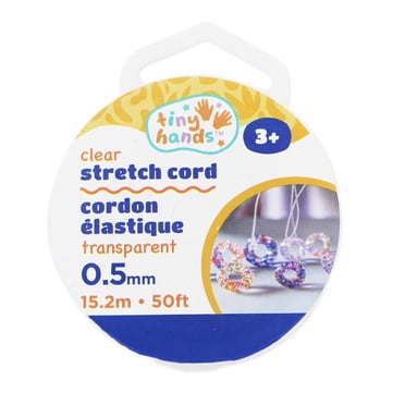 TINY HANDS Stretch Cord, Transparent, 0.5mmx15.2 m (50ft), Age 3+, Kids Activity, Crafts, 0.5 mm (0.02 in), 15.24 m (50 ft)