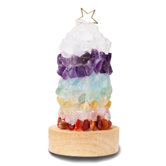 Natural Obsidian Crystal Mood Lamp USB-Powered Tabletop Decoration for Christmas New Year Birthday Gifts, 5.07 in