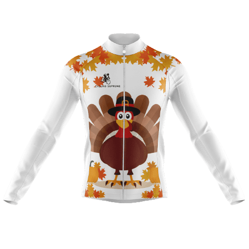 Long Sleeve Cycling Jersey Thanksgiving Turkey Mens - L