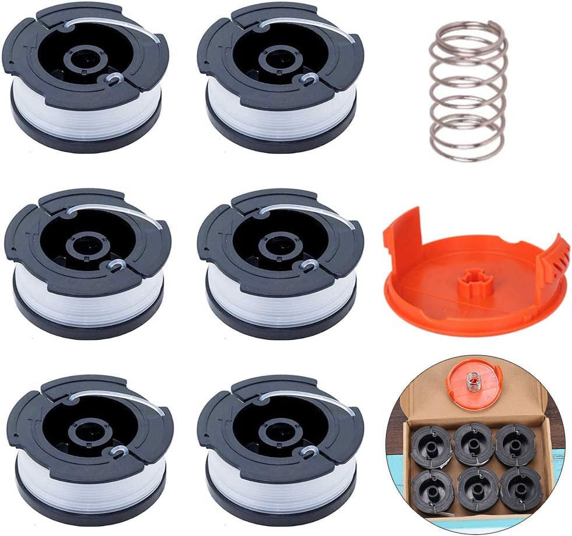 Black + Decker Lawn Mower Nylon Spool Replacement with Covers and Springs - 6 Pack