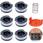 Black + Decker Lawn Mower Nylon Spool Replacement with Covers and Springs - 6 Pack