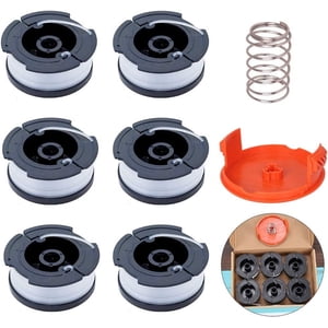 Noir + Decker Tondeuse en nylon Remplacement de bobine avec couvercles et ressorts - paquet de 6