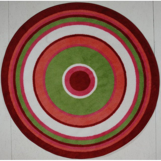 Tapis rond amusant pour enfant Concentrique 3 multicolore nylon