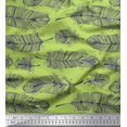 thumbnail image 1 of Soimoi Green Velvet Fabric Tribal Feather Decor Fabric Printed Yard 58 Inch Wide, 1 of 3