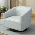 thumbnail image 2 of Comfort Pointe Given Dove Chaise d'Appoint Pivotante en Similicuir Gris avec Base en Bois, 2 of 11