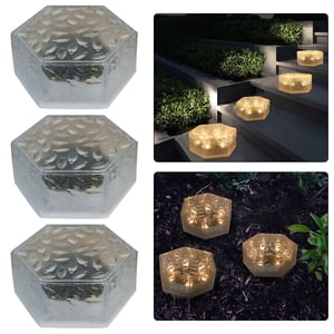 TopLLC Solar Hexagonal Ice Brick Entered Lamp Garden Courtyard Terrace Outdoor Decorative Floor Lamp Éclairage en brique solaire