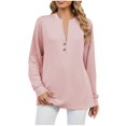 thumbnail image 2 of RXIRUCGD Mode Décontractée pour Femmes Sweat-Shirt à Manches Longues Col en V Confortable, Rose, Taille: m, 2 of 9