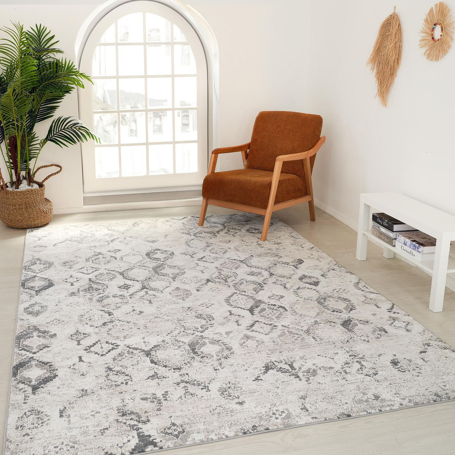 Tapis d'interieur Rug Branch Atlas Fractal, beige gris, moderne - Salon, chambre, salle a manger et cuisine