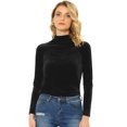 thumbnail image 1 of INSPIRE CHIC Chemise à Manches Longues pour Femme Col Montant en Velours Extensible Col Roulé Blouse Basique Hauts Noir P, 1 of 5
