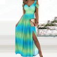 thumbnail image 1 of EGNMCR Robes d'Été Femmes Tendance 2024 Mode Femmes Été Décontracté Imprimé Col en V Camis Sans Manches Gilet Robe Longue, 1 of 8