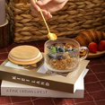 thumbnail image 5 of 4pcs Set Vintage Coffee Mugs gifts for women, Overnight Oats Containers with Bamboo Lids and Spoons - 14oz Clear Embossed Glass Cups, Cute Coffee Bar Accessories, Iced Coffee Glasses Clear 4 Pack, 5 of 5