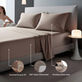 thumbnail image 3 of TOP SELL Ensembles de Draps de Luxe 100 % Coton 4 Pcs Ensemble 600 Fils Comprend Drap-Housse (Élastique Tout Autour) Drap Plat et Deux Taies d'Oreiller (Fermeture Enveloppe), 3 of 6