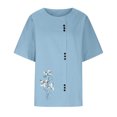 thumbnail image 4 of Birdeem Womens Fashion Summer Round Neck Leisure Short Sleeve Printed Buttons Tops, 4 of 7