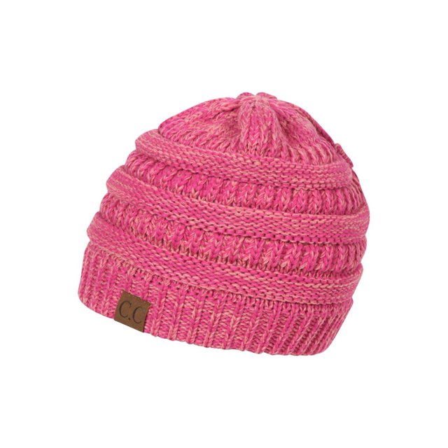 Gravity Threads Bonnet Doux en Tricot Marbré Bicolore, Rose Vif