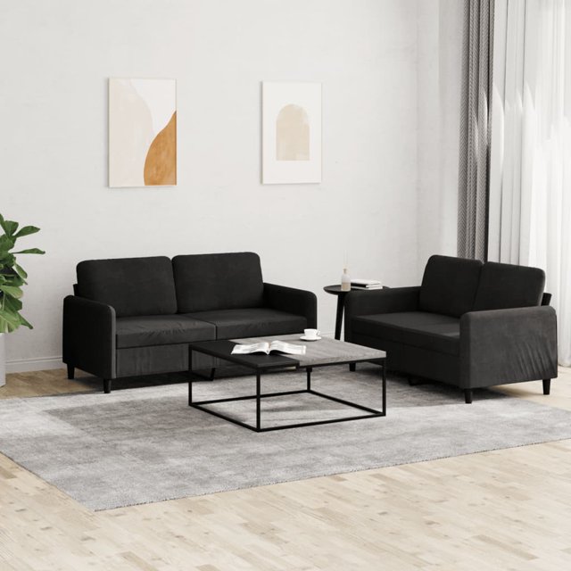 vidaXL Ensemble de Canapé 2 Pcs Velours Noir