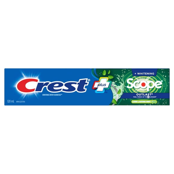 Crest Whitening Plus Scope Outlast Toothpaste, Long Lasting Mint, 120 mL