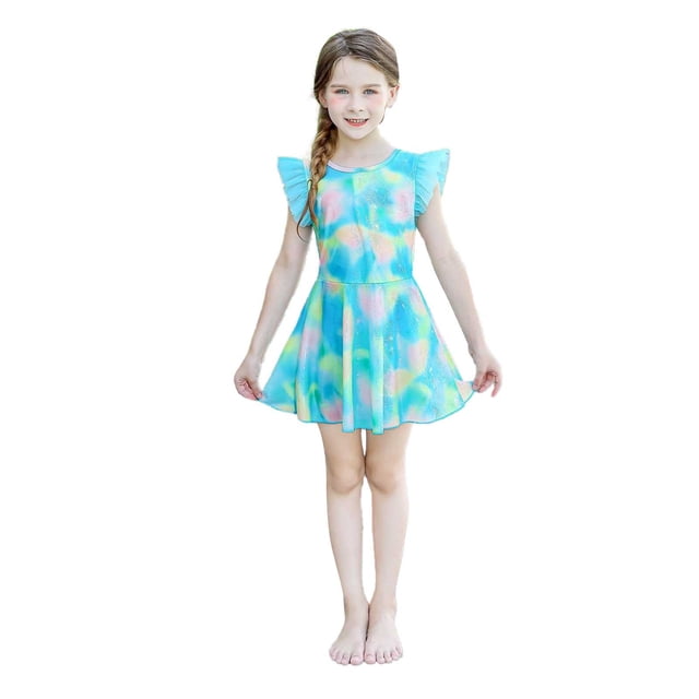 Toddler Girl Rash Guard Swimsuits Ruffle Floral Pattern Sun Protection Long Sleeve Beach Bathing Suit 3-4 Years Girls Clothing
