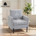 thumbnail image 3 of HOMCOM Accent Chair Modern Upholstered Armchair w/ Side Pockets, Light Grey, 3 of 10