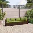 thumbnail image 1 of vidaXL Ensemble de Canapé de Jardin 4 Pcs avec Coussins en Poly Rotin Marron, 1 of 5
