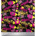 thumbnail image 2 of Soimoi Black Cotton Poplin Fabric Text,Heart & Triangle Geometric Print Sewing Fabric Yard 56 Inch Wide, 2 of 3