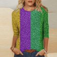 thumbnail image 2 of Penkiiy Blouse Carnaval Manches 3/4 Chemise de Printemps Quotidienne Tee Imprimé Masque Blouse Mardi Gras Col Rond 2024 Tee Tunique Habillée S Multicolore, 2 of 5
