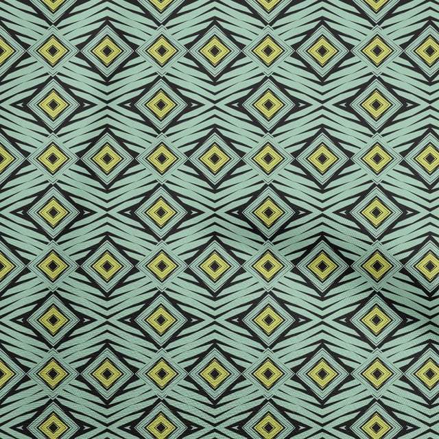 oneOone Silk Tabby Green Fabric Geometric Craft Projects Decor Fabric Printed by The Yard 42 Inch Wide