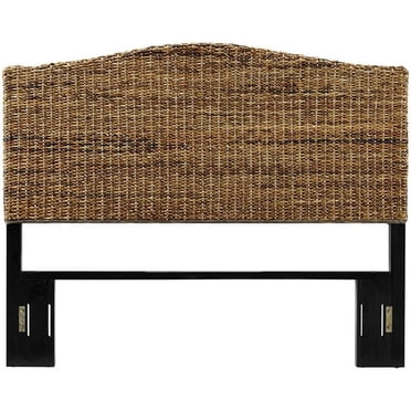 Pemberly Row Coastal Wood Queen Panel Headboard in Brown/Black