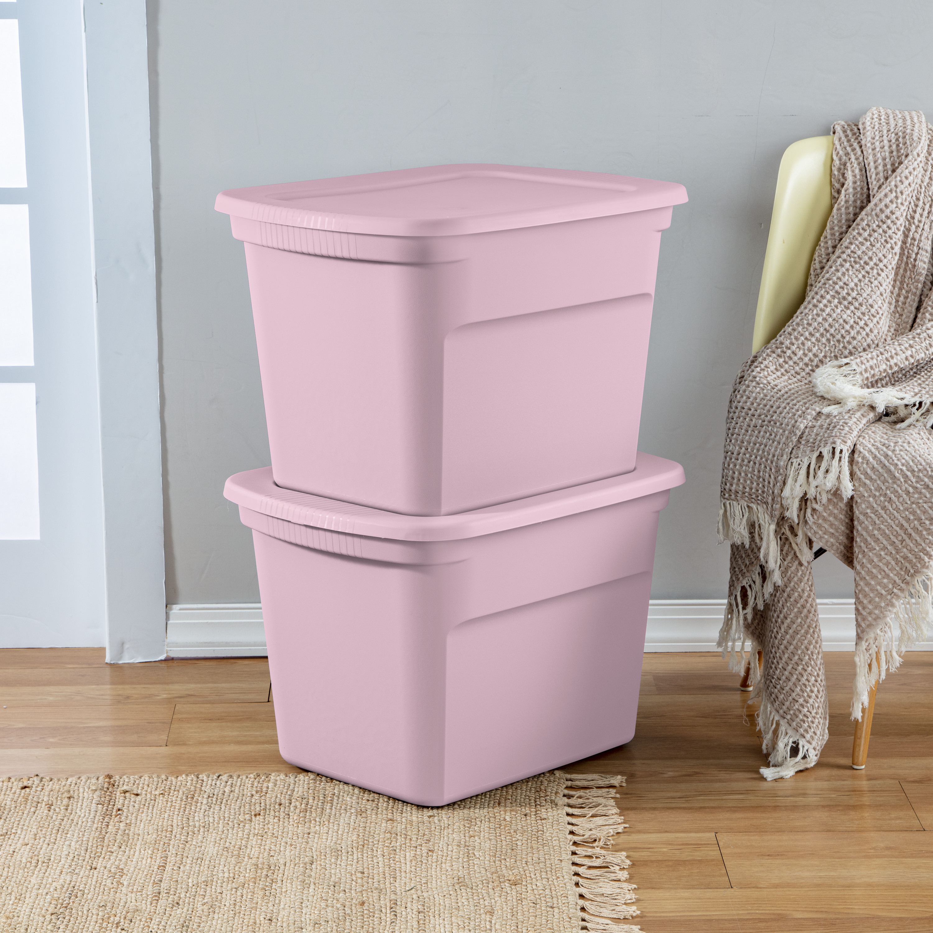 Sterilite Bac de rangement en plastique de 68 L avec couvercle à pression, empilable