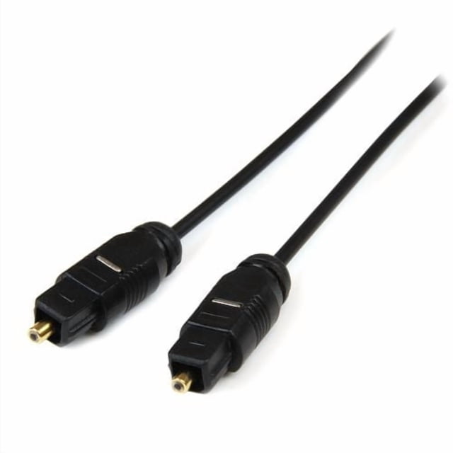 Câble Audio Toslink Numérique SPDIF de 6 Pi avec Mince Gaine en PVC Noire et Deux Connecteurs Toslink Mâles Noirs, Doté de Pointes Plaquées Or et de Lentilles Polies, Conçu pour une transmission Sonore Optique Numérique Fiable et des installations dans des Espaces Étroits.