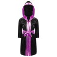 thumbnail image 1 of Alvivi Enfants Garçons Robe de Boxe Art Martial Muay Thaï Uniforme Manches Longues Kick Boxe Robe à Capuche Ensembles Noir&Rose C 16, 1 of 5