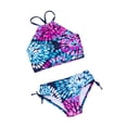 thumbnail image 3 of Faithtur 2Pcs Children Summer Swimwear, Floral Tops + Drawstring Briefs Suit, 3 of 10