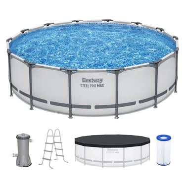 Bestway Steel Pro MAX 14' x 42" Metal Frame Above Ground Pool Set w/ Pump, Ladder, & Cover
