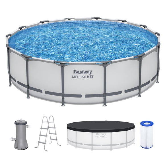 Bestway Steel Pro MAX Piscine hors Terre à Cadre Métallique 14 Pieds x 42 Pouces avec Pompe, Échelle et Couverture