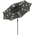 thumbnail image 1 of Outsunny 9ft Solar Patio Umbrella with LED Lights Tilt Canopy, Grey, 1 of 10