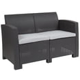 thumbnail image 1 of Light Gray Faux Rattan Loveseat with All-Weather Light Gray Cushions, 1 of 9