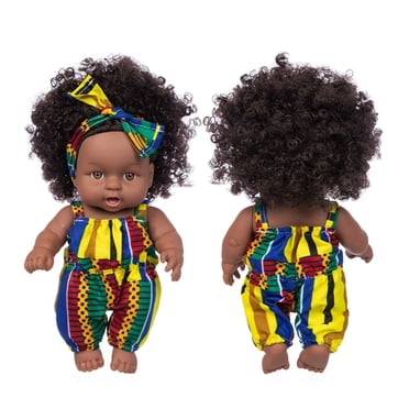 EGNMCR Noir Noir Bébé Mignon Bouclé Noir Jouet Bébé en Vinyle de 8 Pouces Heiwa doll Cadeaux d'Anniversaire pour Enfants