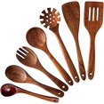 thumbnail image 1 of Cooking Tool Sets Teak Solid Wood Kitchenware Set Spatula No Lacquer Kitchen Cooking Soup Spoon Rice Spoon Wooden Spatula Non-Stick Spatula Set (Color : 6PCS), 1 of 7