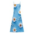 thumbnail image 5 of Lenago Robes Grande Taille pour Femmes 2023 Mode Femmes Robe Longue à Bretelles Taille Mi-Haute Col en V Sans Manches Rayée Imprimée Slim Plage Robes d'Été Plage en Liquidation, 5 of 5
