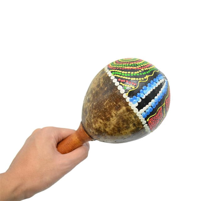 Maracas en Bois Coquille de Noix de Coco Marteau de Sable avec de Beaux Motifs Instrument de Musique à Percussion Jouets (Livraison Aléatoire)