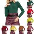 thumbnail image 1 of breaise Women's 2025 Spring Long Sleeve Pullover Ribbed Knit Sweater Mock Neck Slim Fit Basic Casual Tee Tops S-XL, 1 of 9
