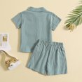 thumbnail image 2 of Bébé Garçon Garçon Fille 2PCS Tenue d'Été Chemise Boutonnée Tops + Coton Lin Shorts, 2 of 6