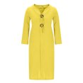 thumbnail image 4 of Ovzne Robes pour Femmes Robe de Plage Mode Femmes Décontractée Unie à Manches Longues Bouton Poche Robe à Col en V Robe de Vacances à Manches Longues Liquidation, 4 of 6
