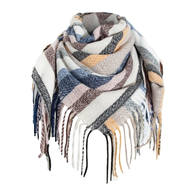 Penkiiy Foulard pour Femmes Mode Hiver Femmes Foulard Colorée Foulard Décontractée à Franges Châle F Foulard