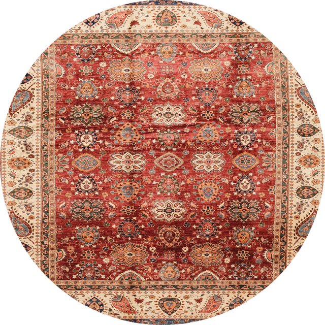 Ahgly Company Tapis d'Intérieur Ronds Abstraits Rouges Abstraits pour Aire, 3 Pieds Rond