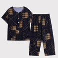 thumbnail image 4 of Wolfast Ensemble de Pyjama Court en Soie pour Femmes Été Décontracté Deux Pièces Pyjama Manches Courtes Col Rond Haut/chemise Ensemble Coton Soie Grande Taille Confortable Respirant Cardigan Bouton Poche, 4 of 9