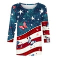 thumbnail image 4 of QIPOPIQ T-Shirts à Manches 3/4 pour Femmes, Coupe Ample Décontractée, Col Ras du Cou, T-Shirts Mignons Unis, Tuniques à Manches Trois Quarts, Liquidation, 4 of 5