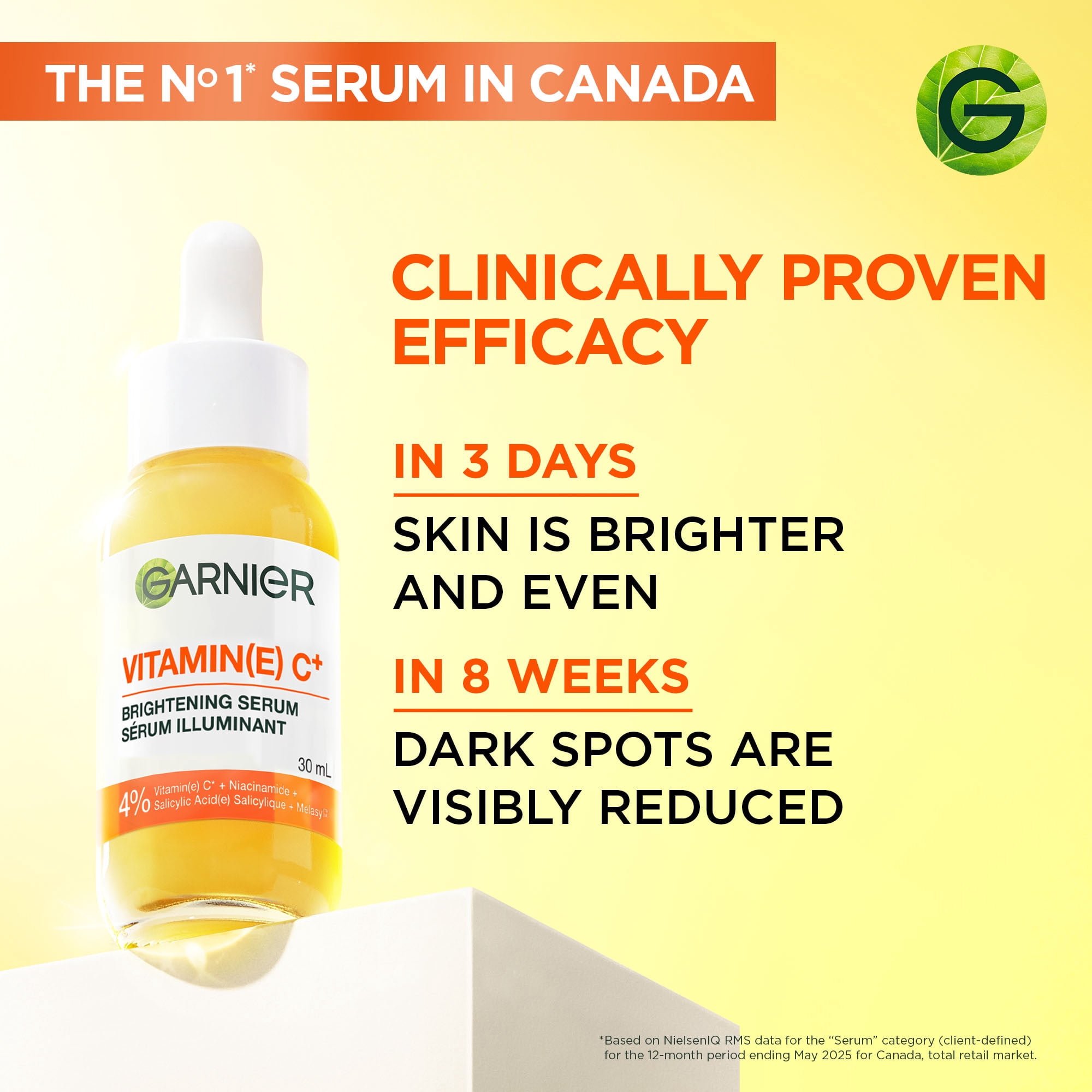 Garnier Sérum visage vitamine C, acide salicylique, niacinamide, Melasyl, 30 ml
